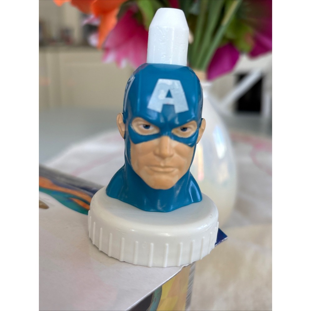 Marvel Good2Grow Bottle Topper Kids OS Blue Excellent Captain America Bust Lid